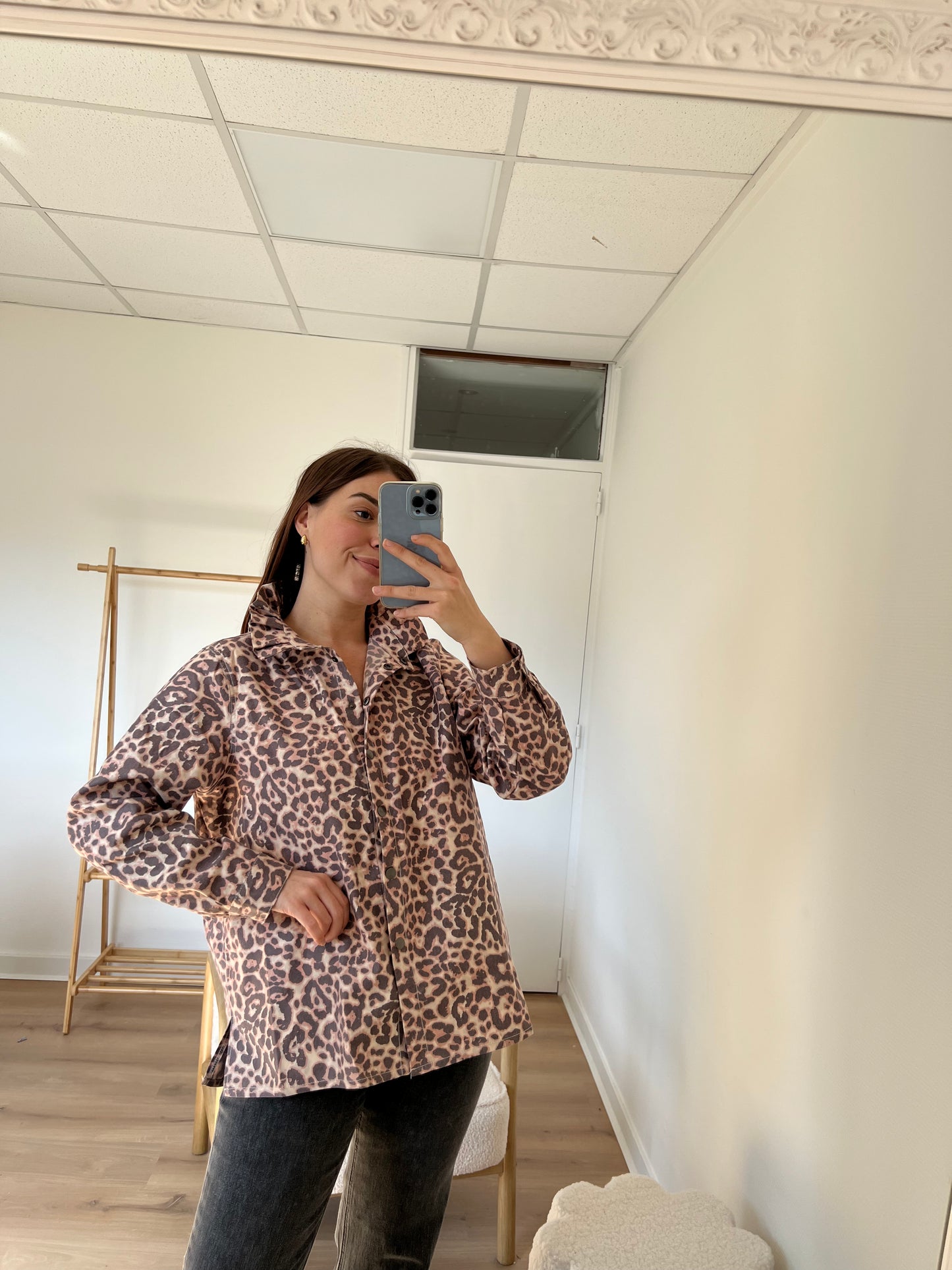 Veste en jean Céleste Léopard