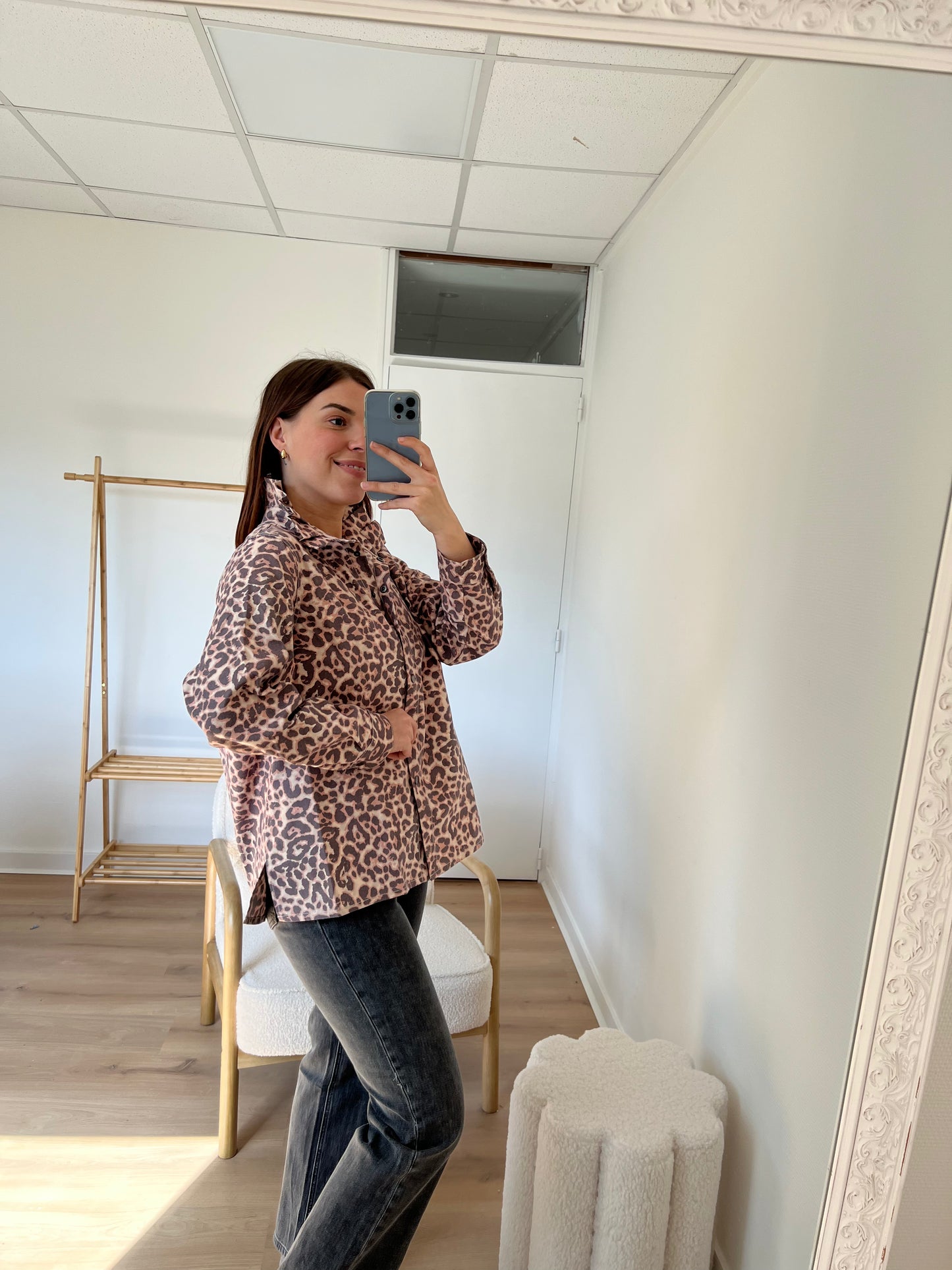 Veste en jean Céleste Léopard