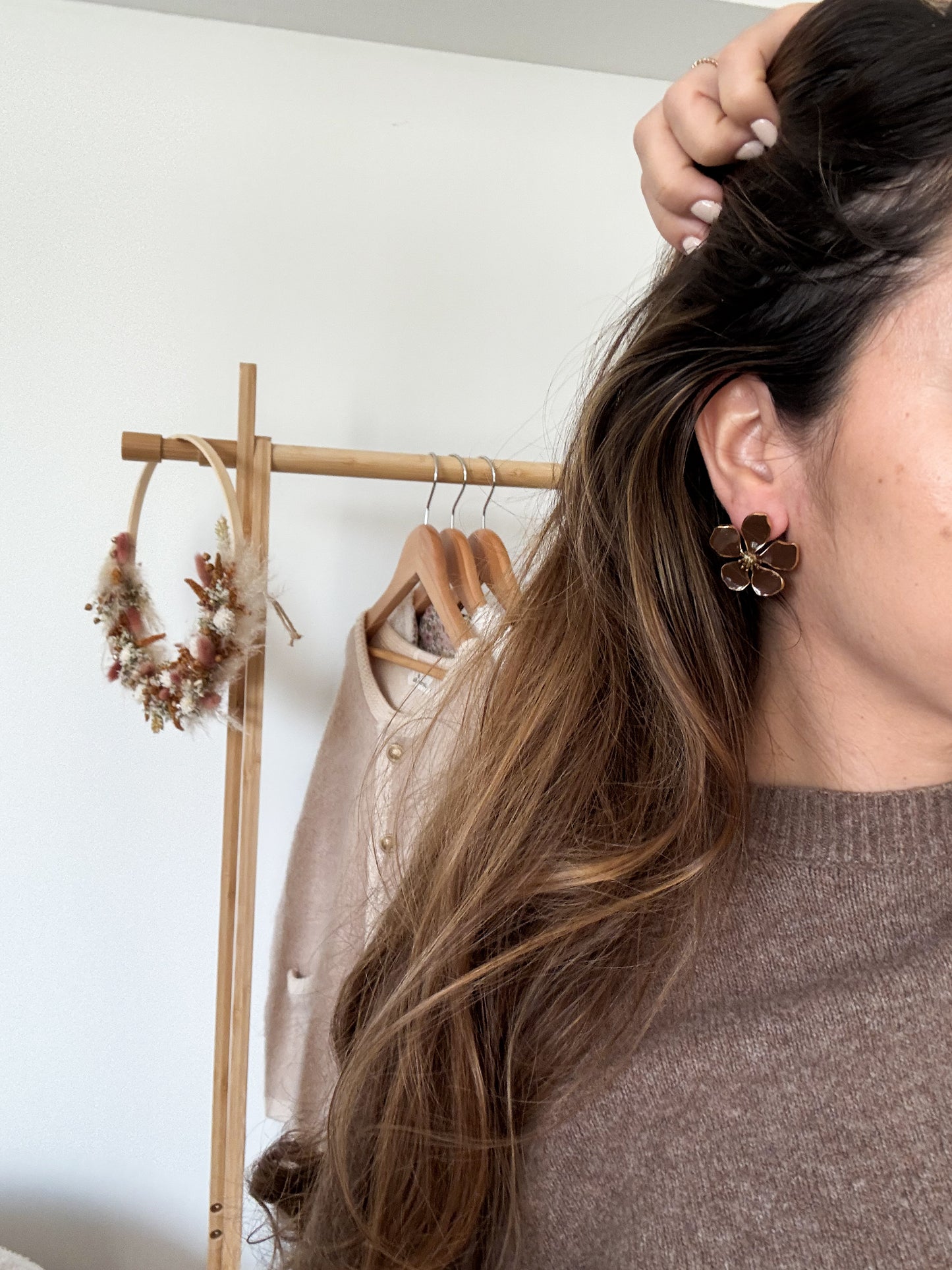 Boucles d'oreille mini Magnolia brown