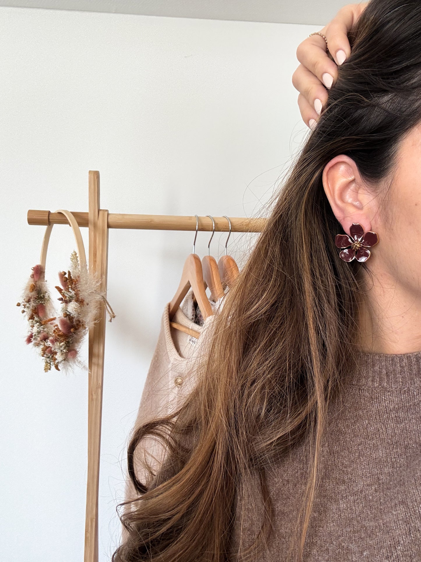 Boucles d'oreille mini Magnolia bordeaux
