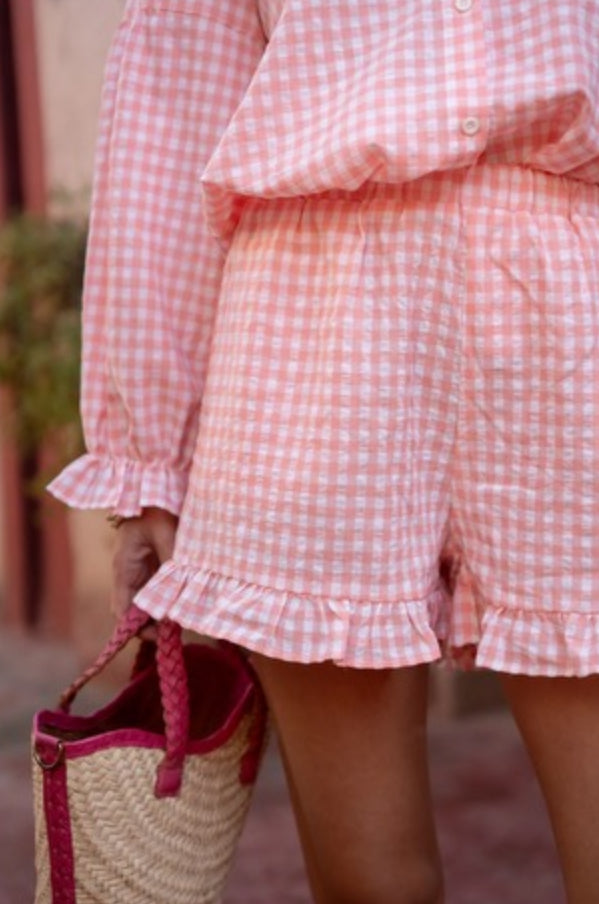 Short vichy rose Clara