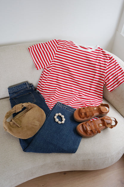 Tee-shirt rayé rouge Jules