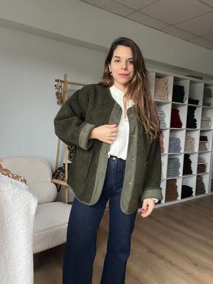Veste moumoute kaki Elsa