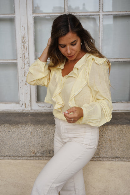 Blouse à volants June jaune