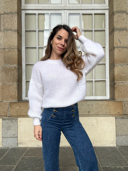 Maille en mohair et laine Gaia blanche