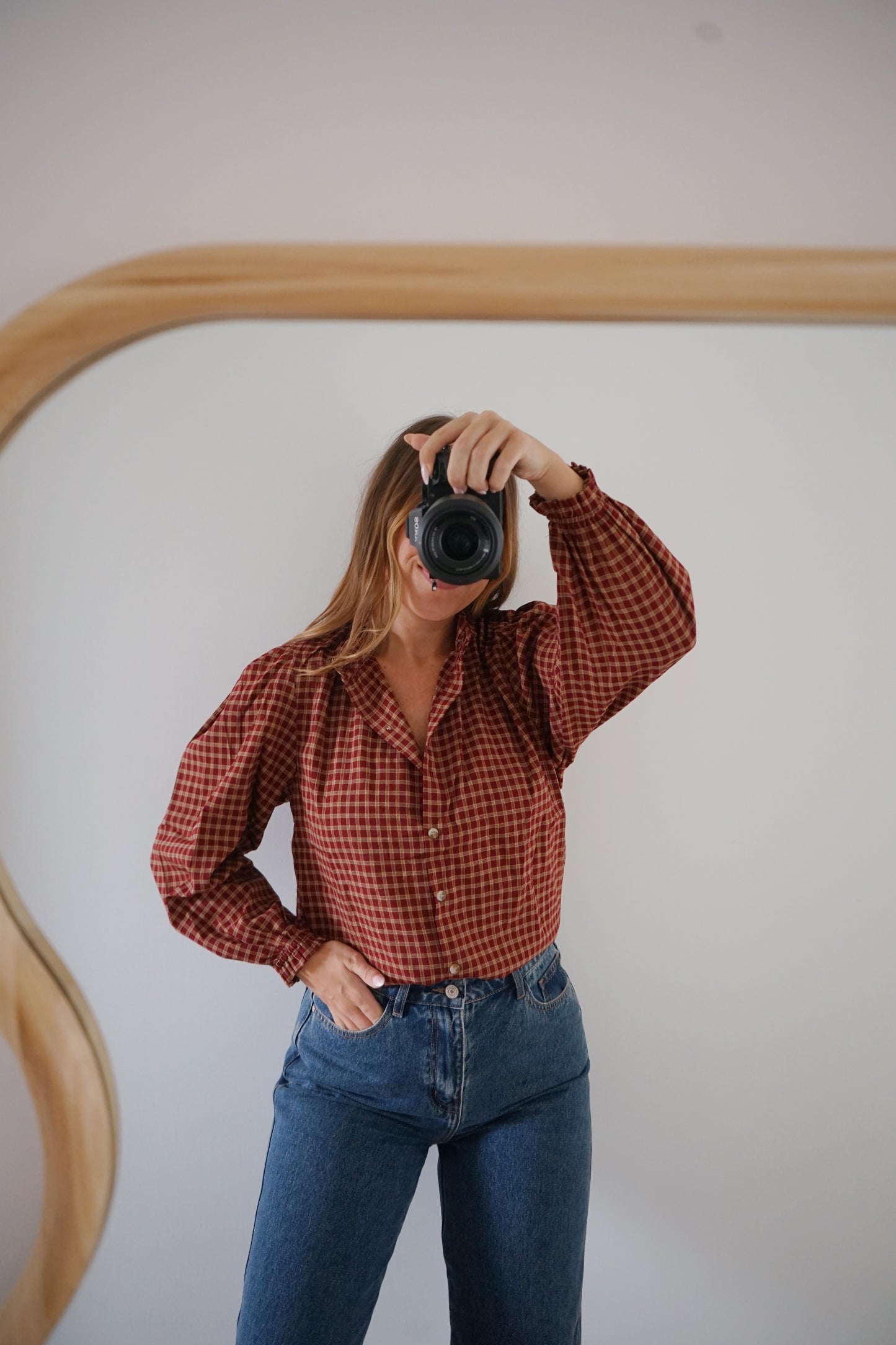 Blouse à carreaux Sybille bordeaux