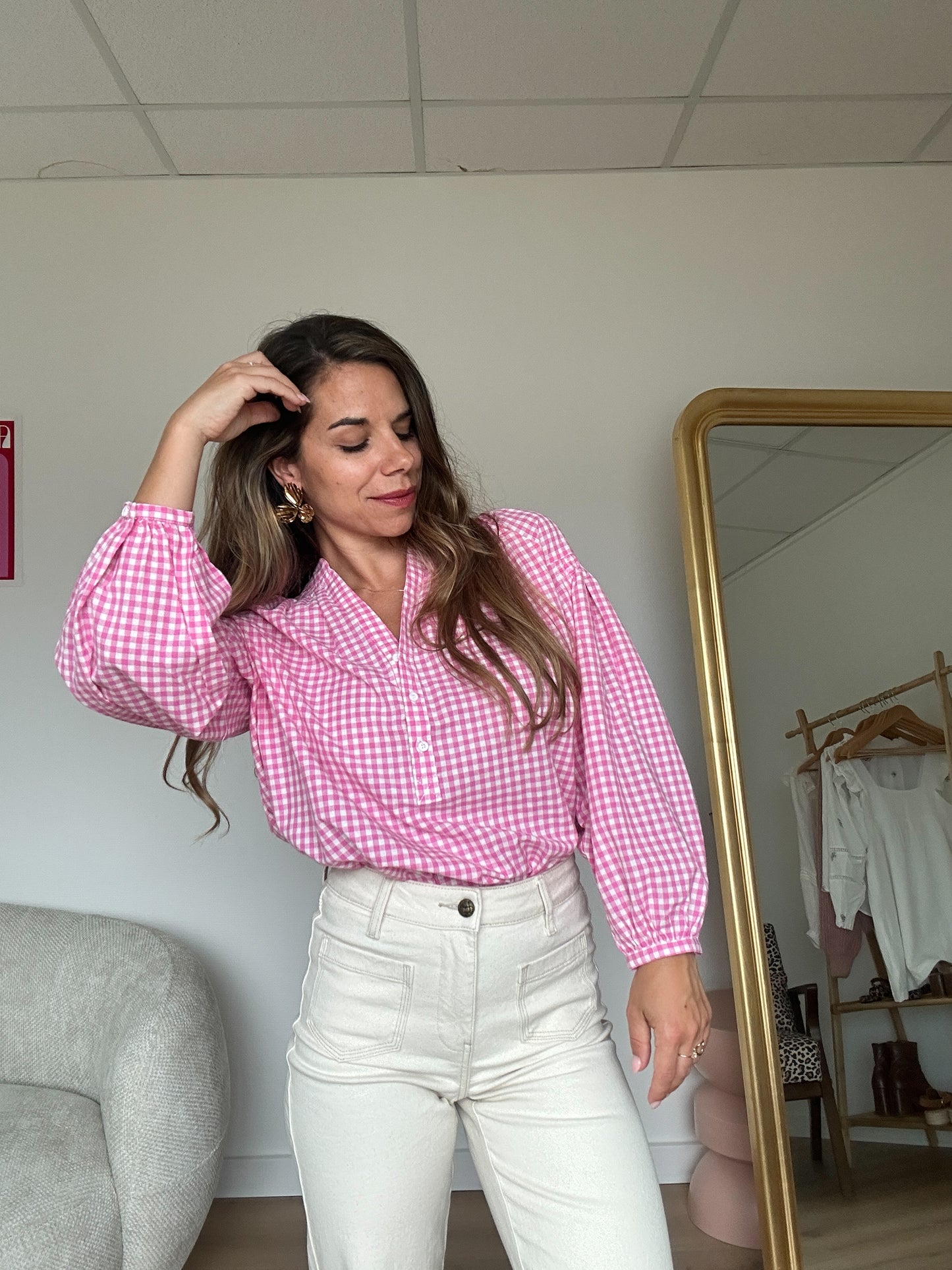 Blouse vichy rose Clothilde