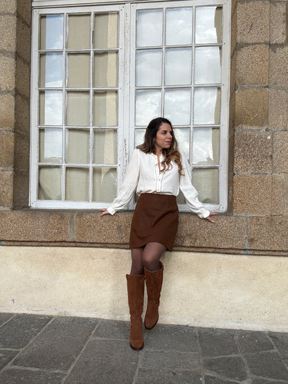 Jupe effet laine Lou chocolat