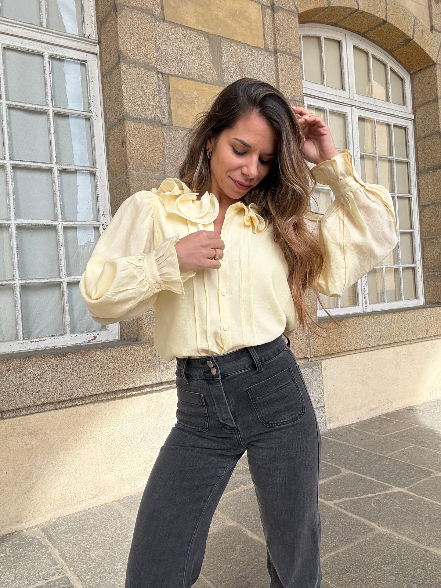 Blouse Brune jaune pâle