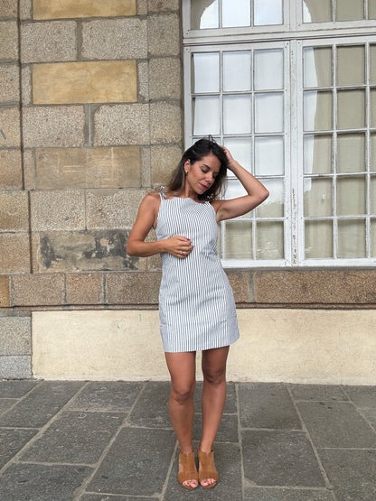 Robe rayée Sixtine bleu marine