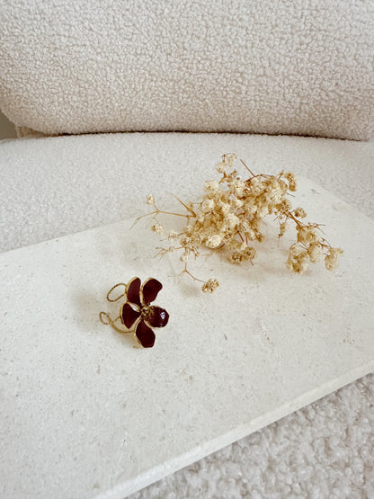 Bague réglable Magnolia Bordeaux