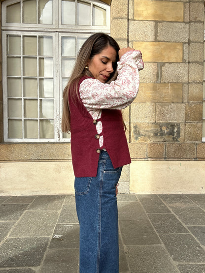 Pull sans manches Isaure Bordeaux