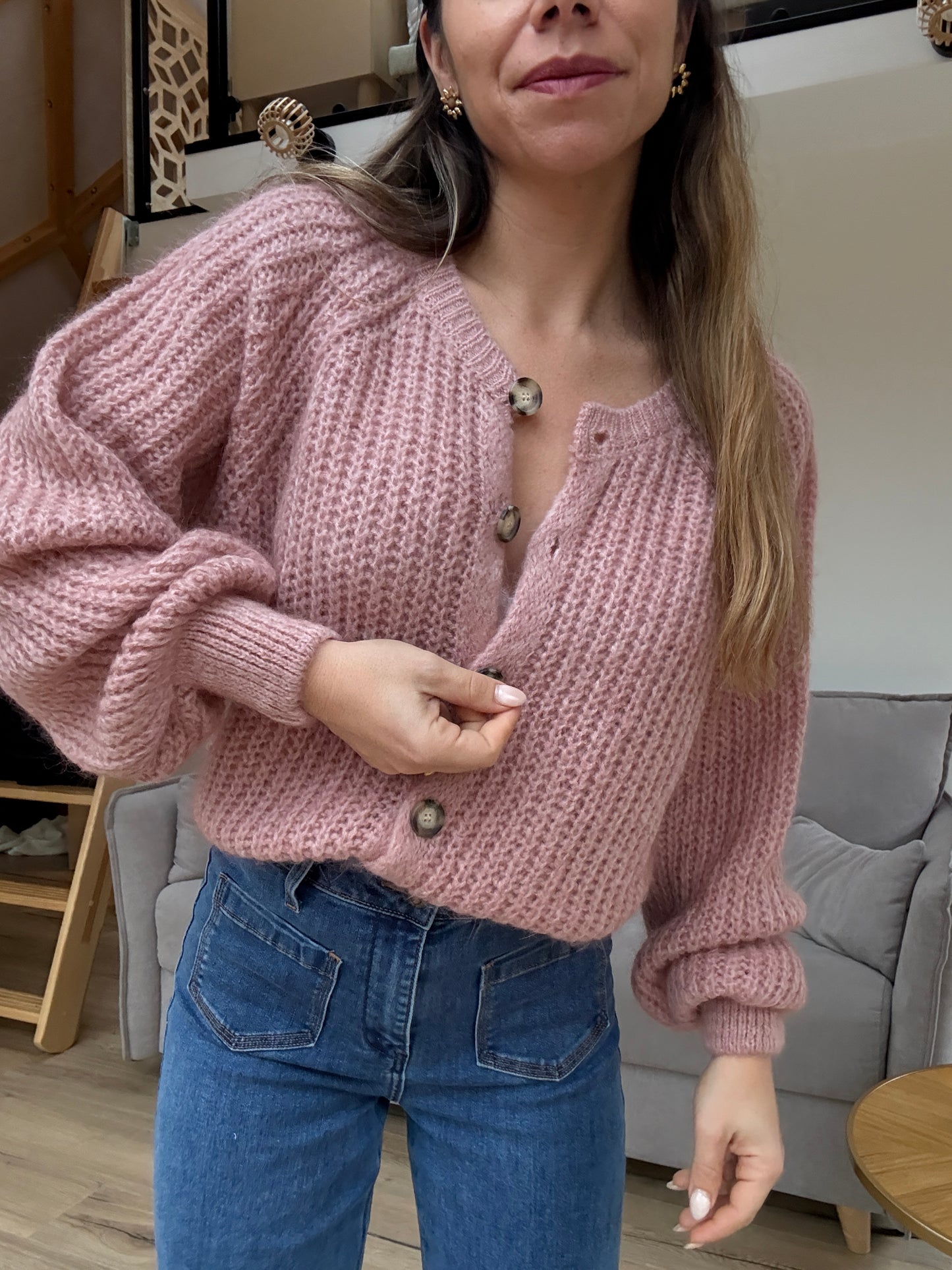 Cardigan rose chiné Honorine