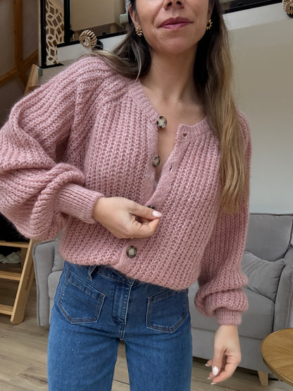 Cardigan rose chiné Honorine