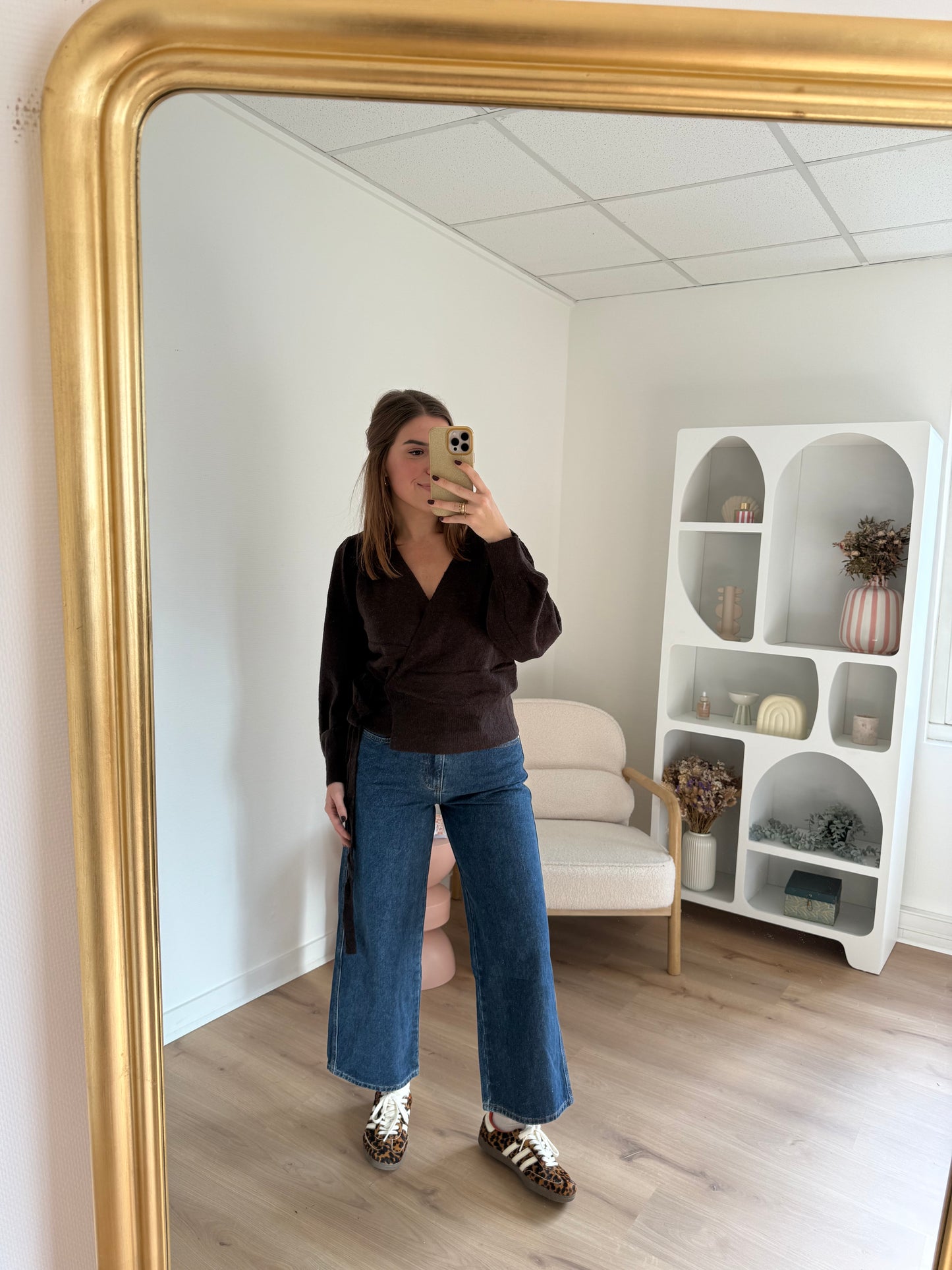 Cardigan à noeud en laine et mohair Pia chocolat