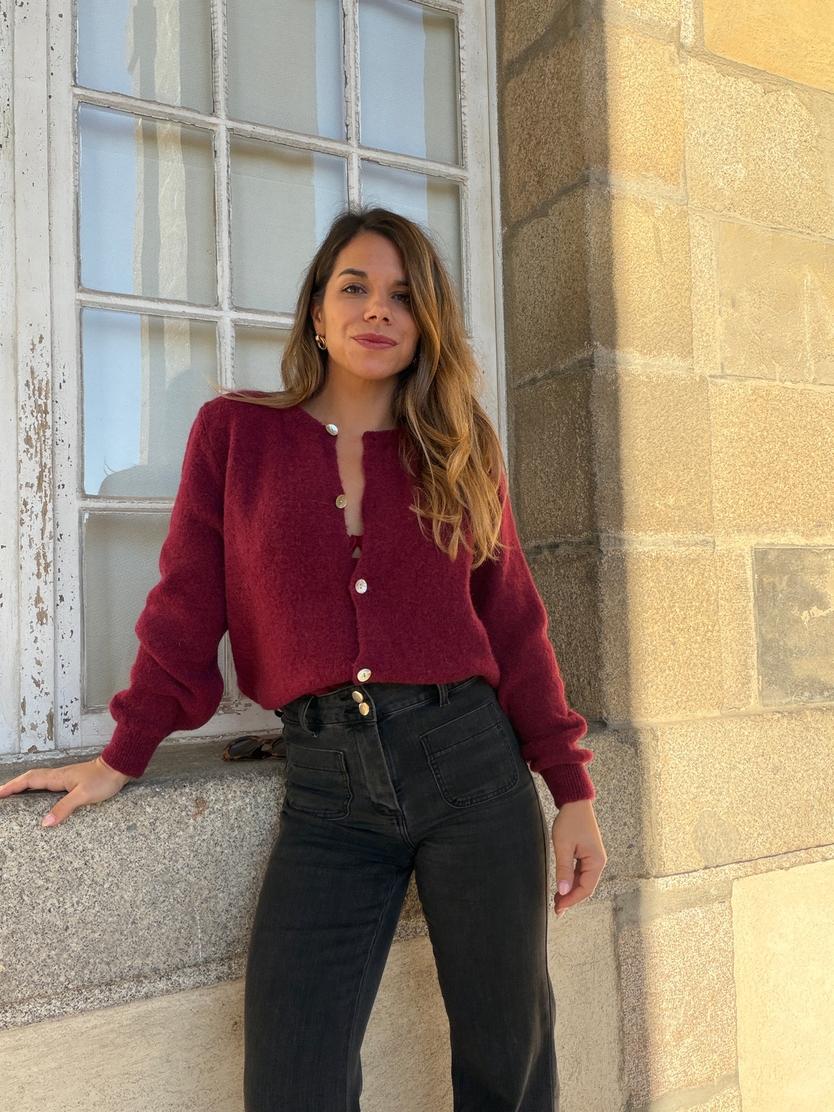 Maille en laine Léonie bordeaux