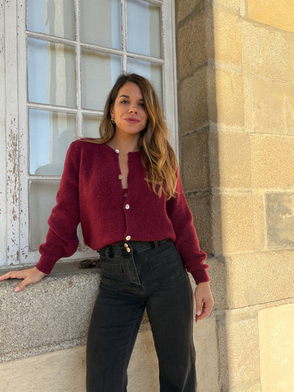 Maille en laine Léonie bordeaux