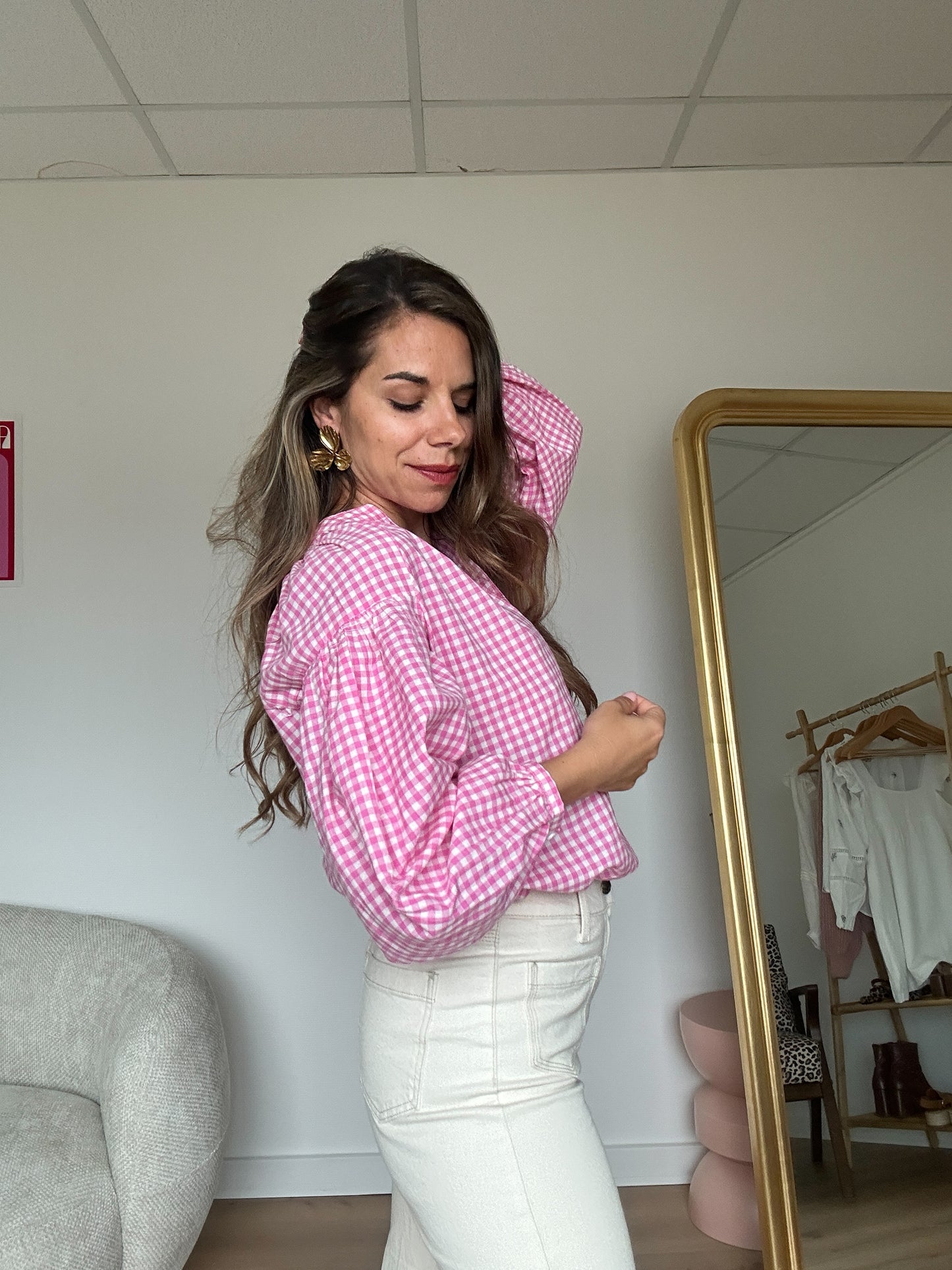 Blouse vichy rose Clothilde