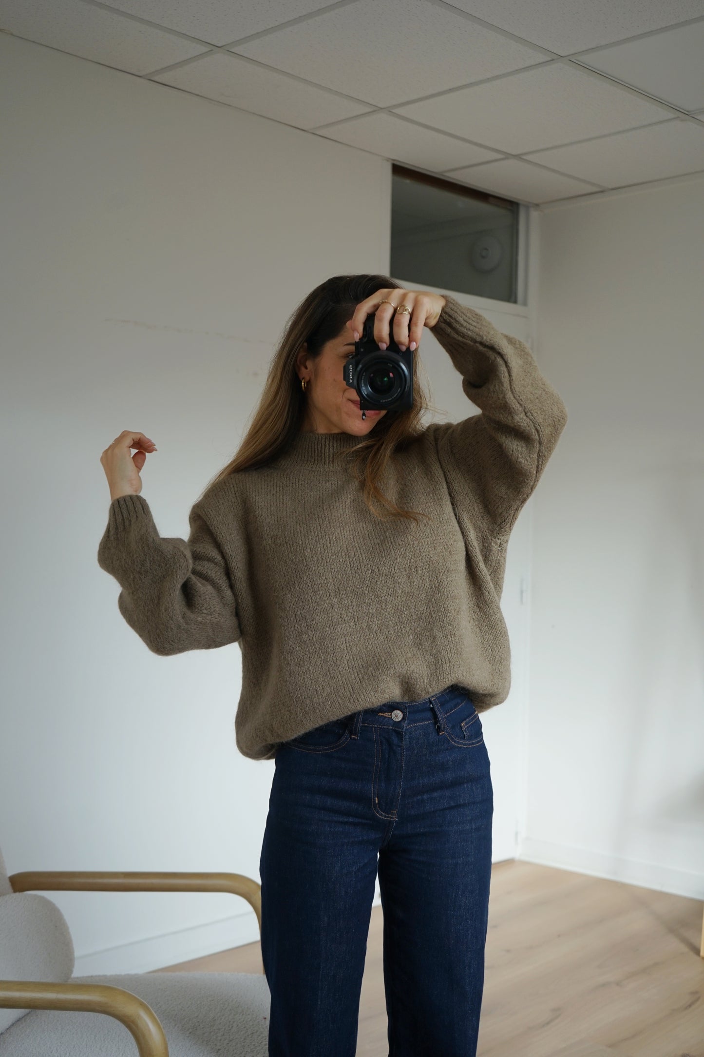 Pull en maille à col rond Hortense taupe