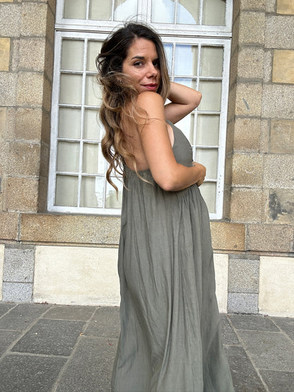 Robe longue Stella kaki
