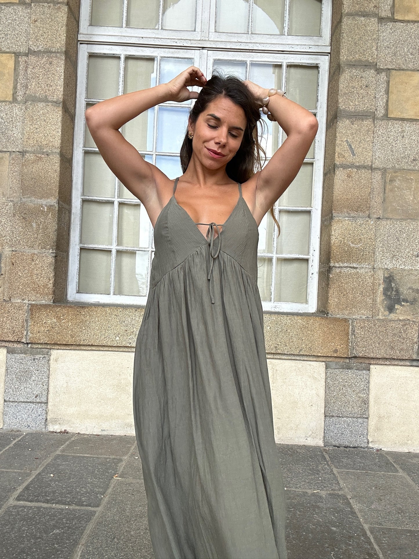 Robe longue Stella kaki