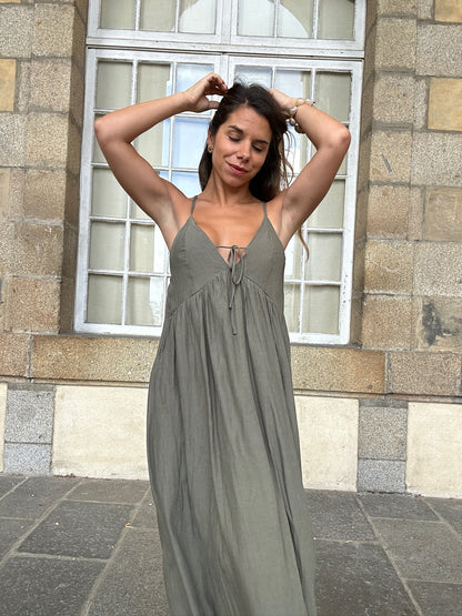 Robe longue Stella kaki