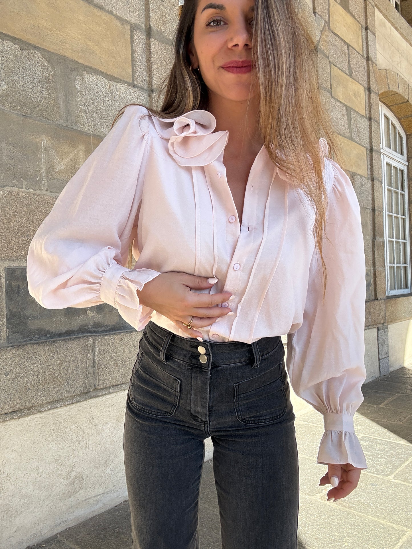 Blouse Brune doux rose