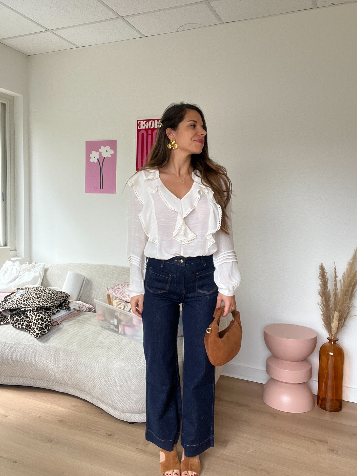 Blouse à volants June ivoire
