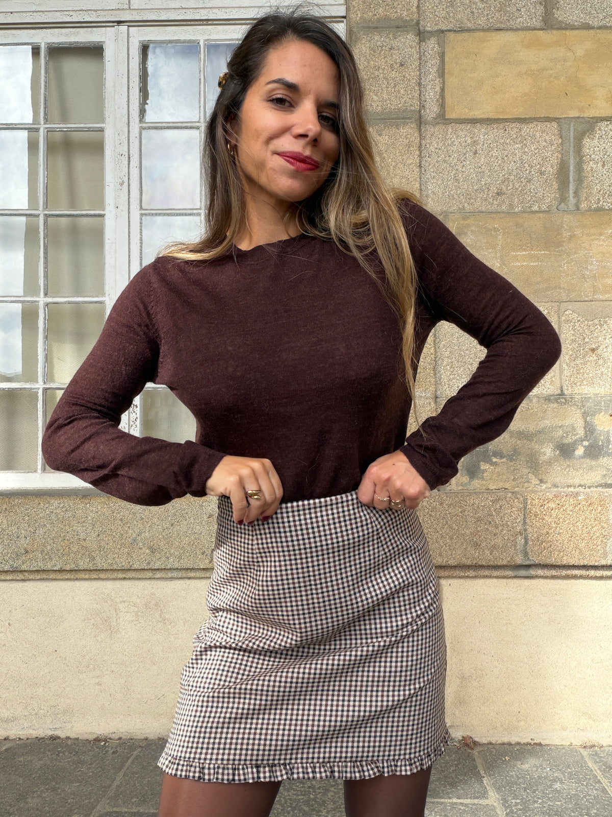 Pull fin Faustine chocolat