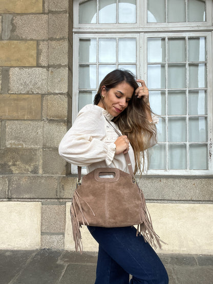 Grand sac à main en cuir Jodie taupe