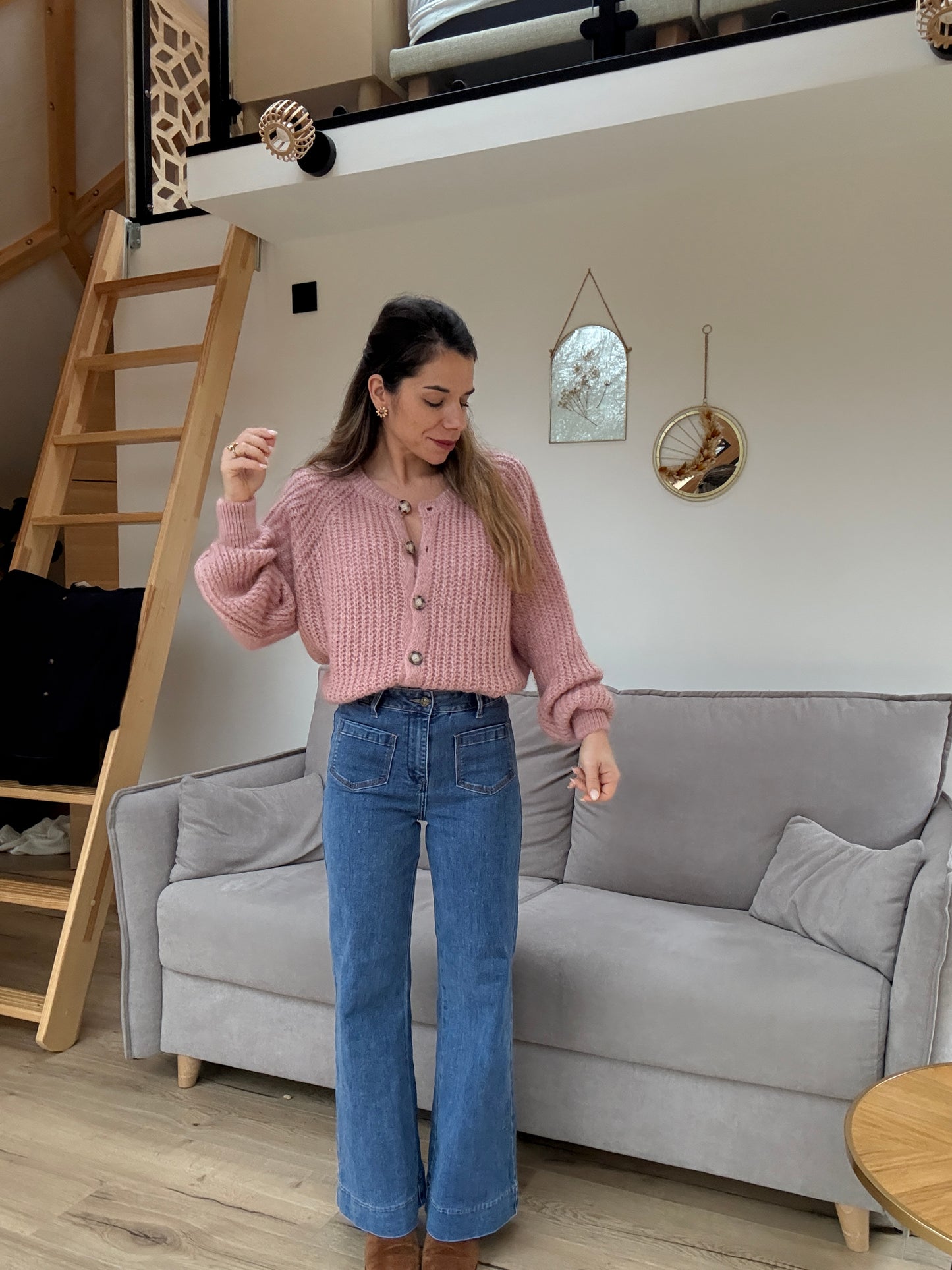 Cardigan rose chiné Honorine