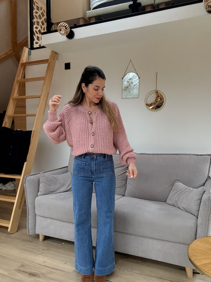 Cardigan rose chiné Honorine