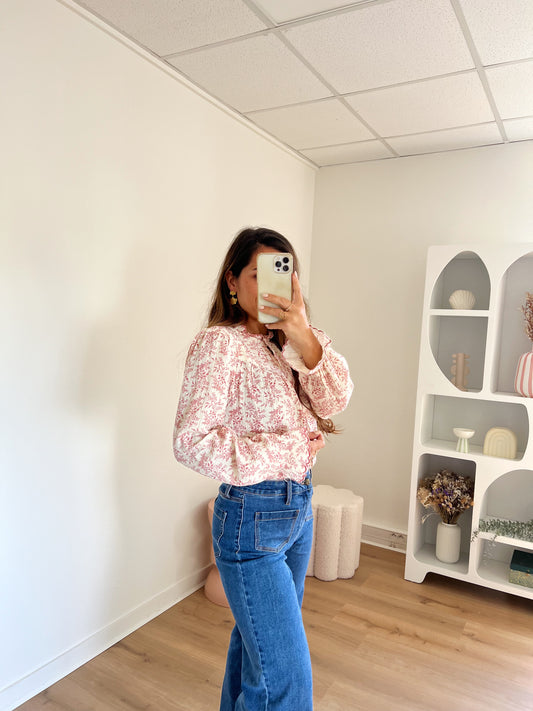Blouse fleurie Amélia rose