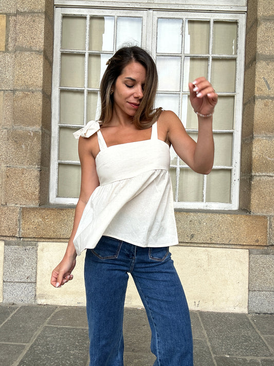 Top à noeuds beige Gloria