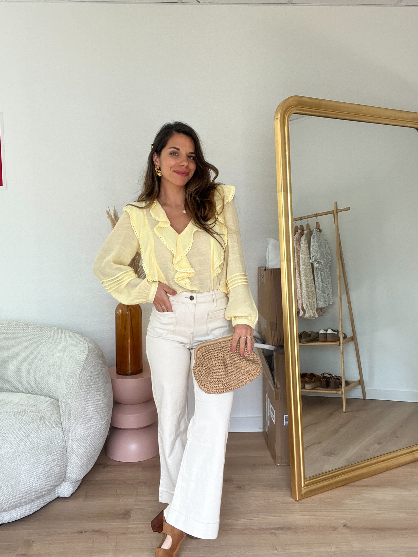 Blouse à volants June jaune