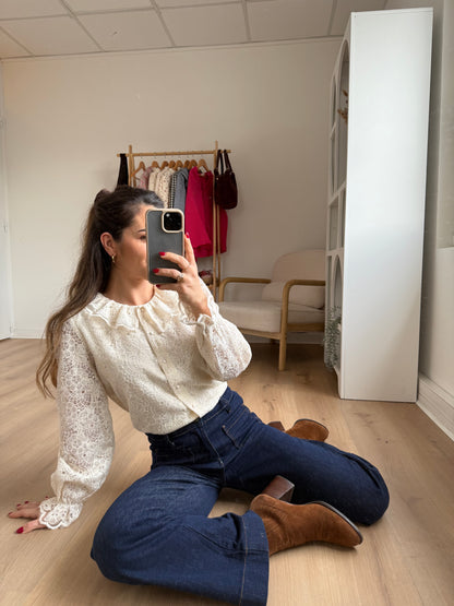 Blouse en dentelle écrue Constance