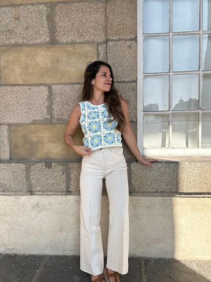 Top en crochet Livia bleu