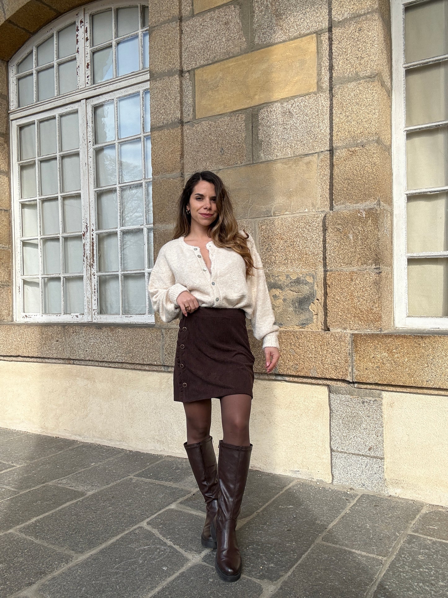 Jupe en velours Louisa chocolat