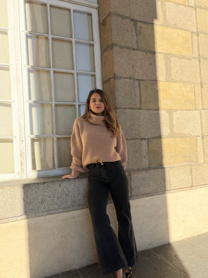 Maille col roulé en mohair et laine Faustine camel
