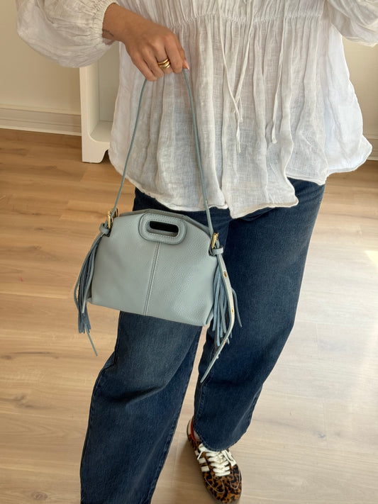 Sac à main en cuir Jodie bleu pastel