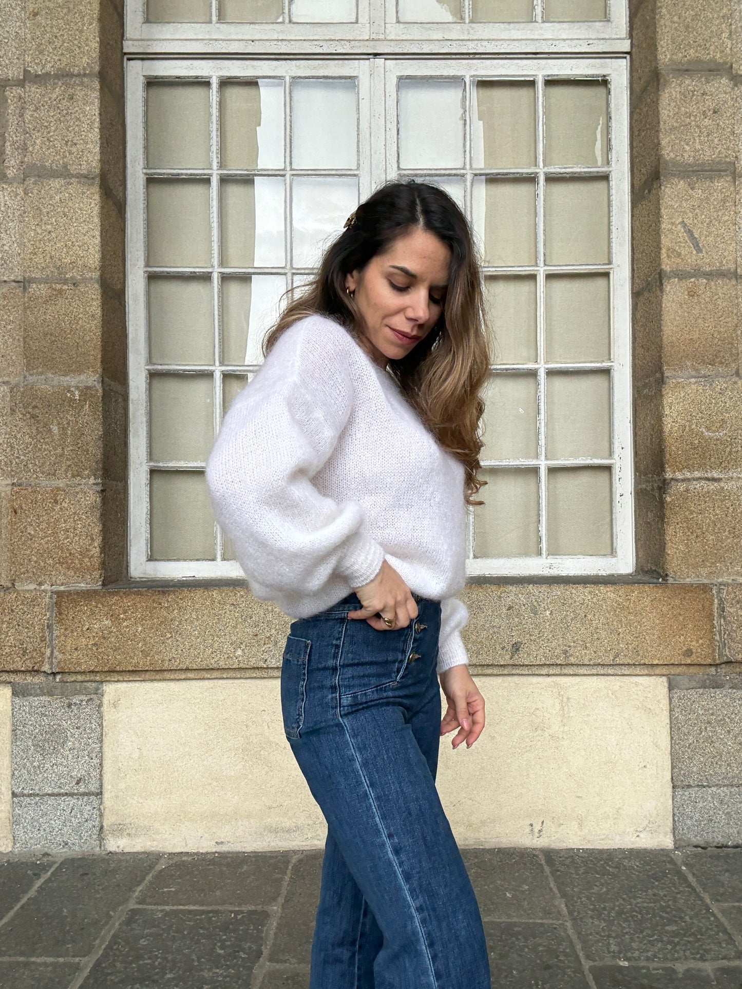 Maille en mohair et laine Gaia blanche
