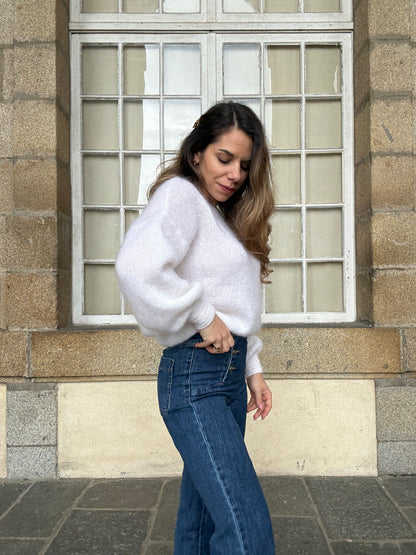Maille en mohair et laine Gaia blanche