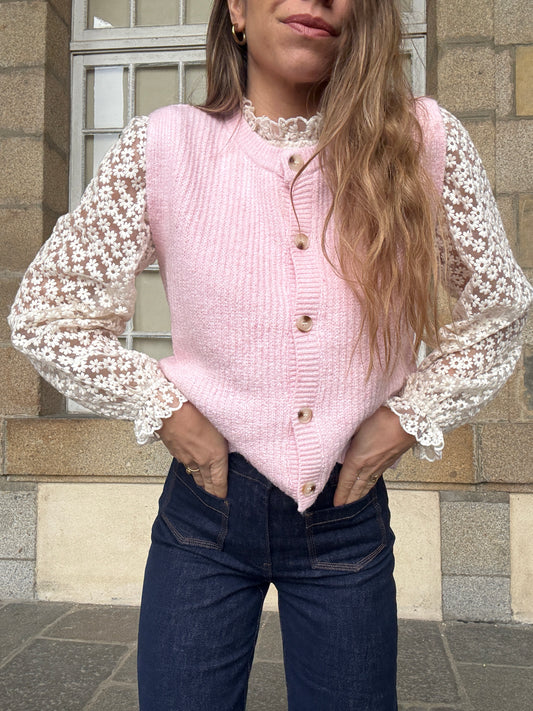 Pull sans manches Mira Baby pink