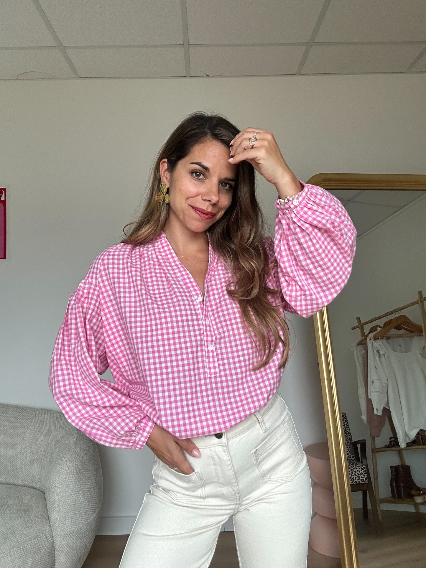Blouse vichy rose Clothilde