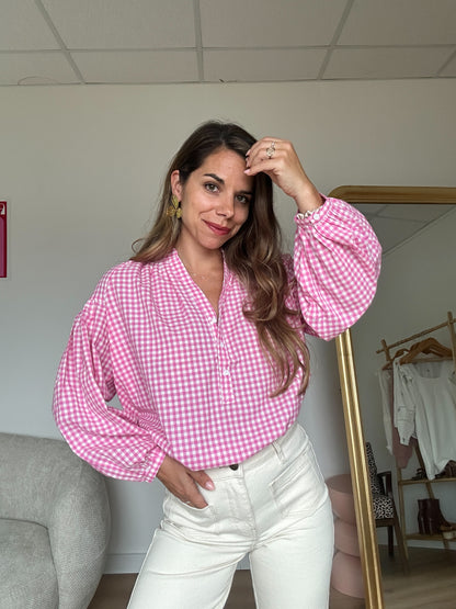 Blouse vichy rose Clothilde