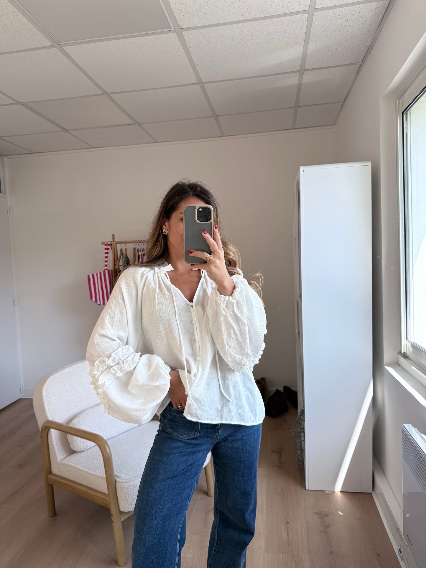Blouse Esmée à volants écru