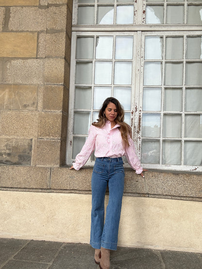 Blouse brodée baby pink Apolline