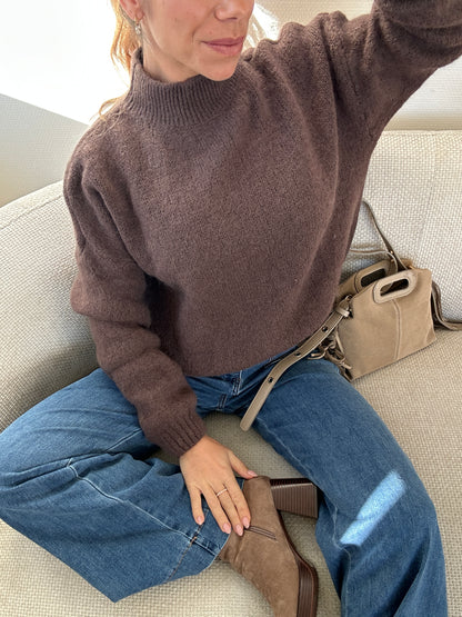 Pull en maille à col rond Hortense chocolat