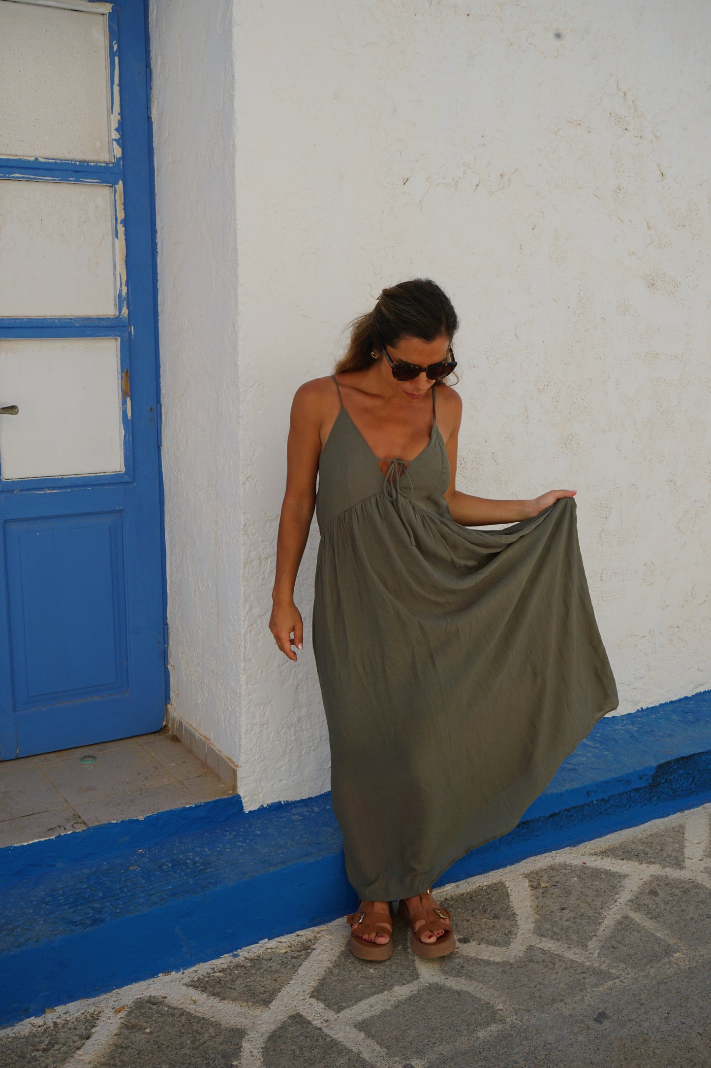 Robe longue Stella kaki