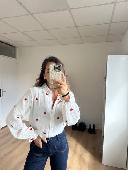 Blouse Victoire cœur en gaze de coton